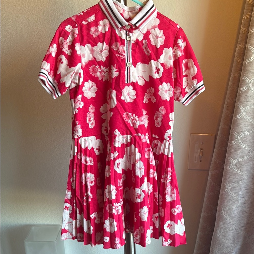 Lanvin Red and White Floral Polo Dress
